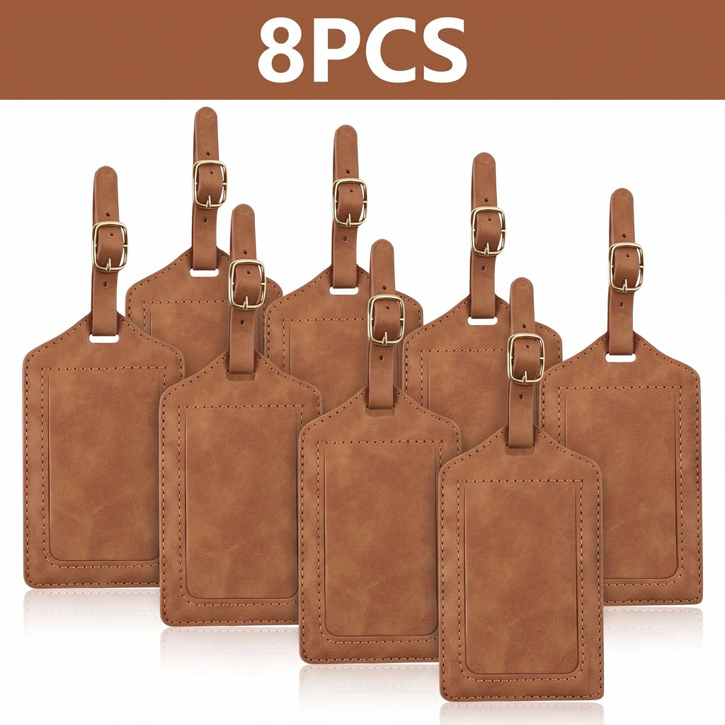 3/5/8PCS Privacy PU Leather Luggage Tag Adjustable Metal Buckle Waterproof Anti-lost Suitcase ID for Backpack Golf Carry Bag