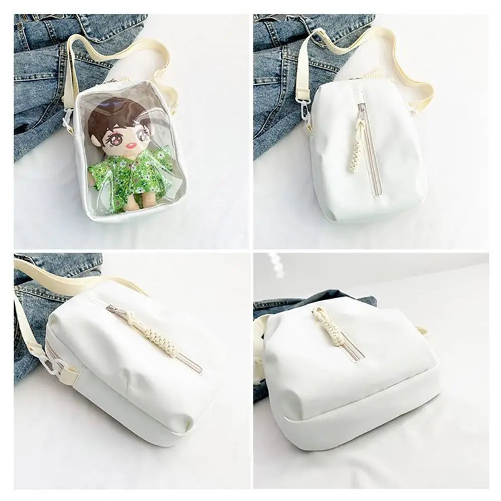 Creative Solid Color Kawaii Itabag Crossbody Bags Wallet Transparent Bags Small Item Bag Zipper Bag Shoulder Bag Girl