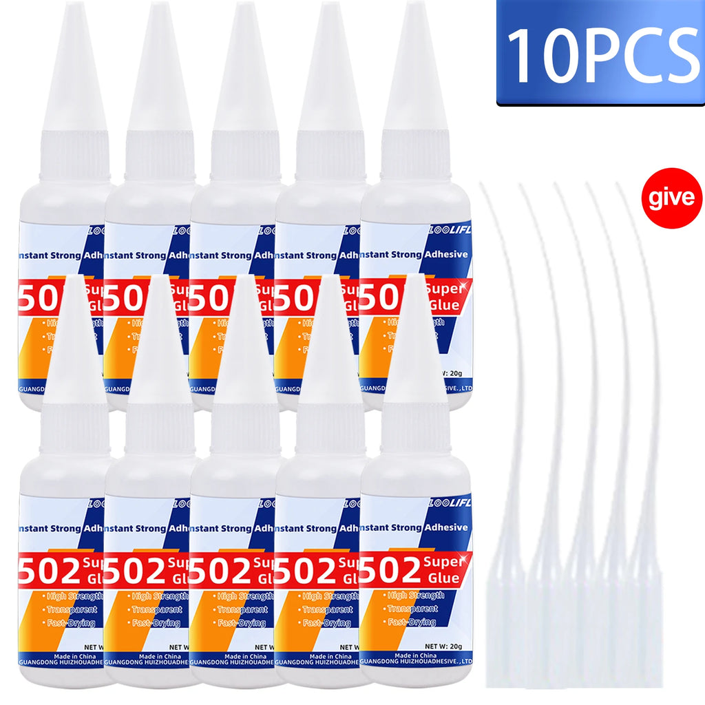 502 Super Glue Instant Cyanoacrylate Adhesive High Strength Fast Drying for Metal Wood Plastic Ceramic Glass DIY Bonding Tool