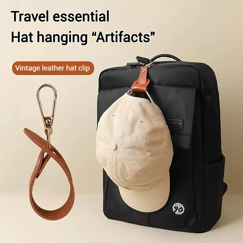 1/5pc Portable Camping Hat Clip Summer Outdoor Travel Leather Baseball Hat Clip Strap Towel Glove Storage Buckle Hands-free Clip