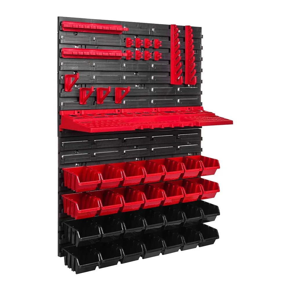 Tool Organizer Wall Mount Heavy Duty Tool Shelf 28 Stacking Boxes Multi-Function Storage Rack Tool Holder for Workshop Pegboard