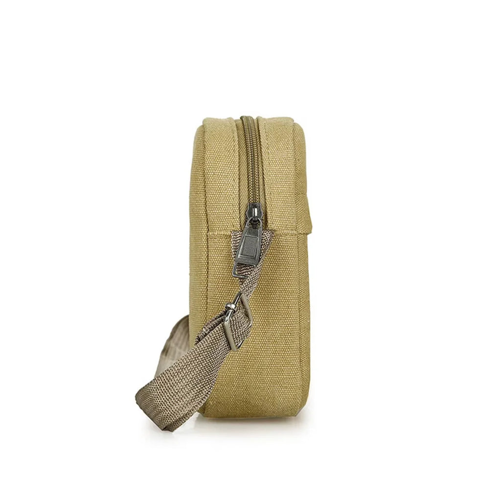 Men's Casual Canvas Shoulder Bag Crossbody Phone Pouch Small Backpack Leisure Tote Handbag for Men
