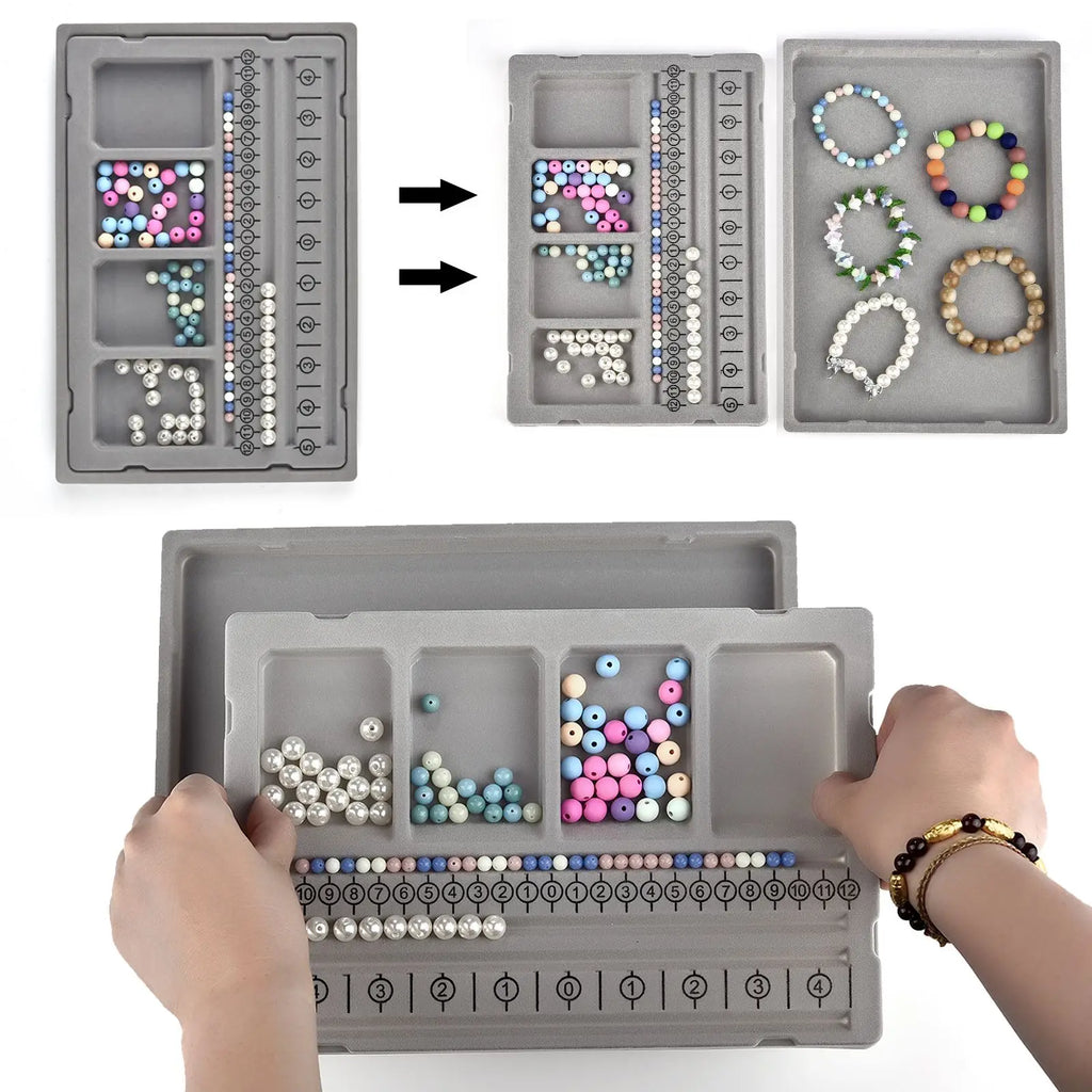 Flocked Bead Board Jewelry Making Tools DIY Bracelet Necklace Beading Organizer Jewelry Size Measuring Tool WorkBenches Tray