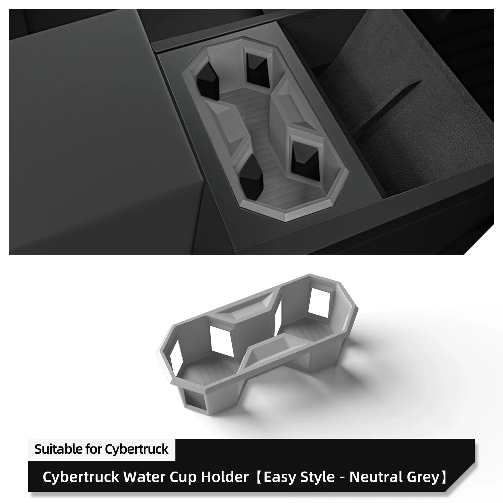 Smabee for Tesla Cybertruck 2024 2025 2026 Water Cup Holder Storage Box Silicone Shock-Absorbing Central Tidying Car Accessories