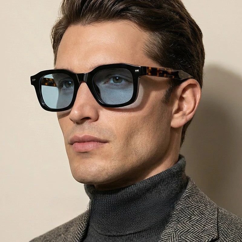 Square Frame Full Rim Sunglasses Men Vintage Street Style UV400 Protection Trendy Designer Eyewear Retro Fashion Sun Glasses