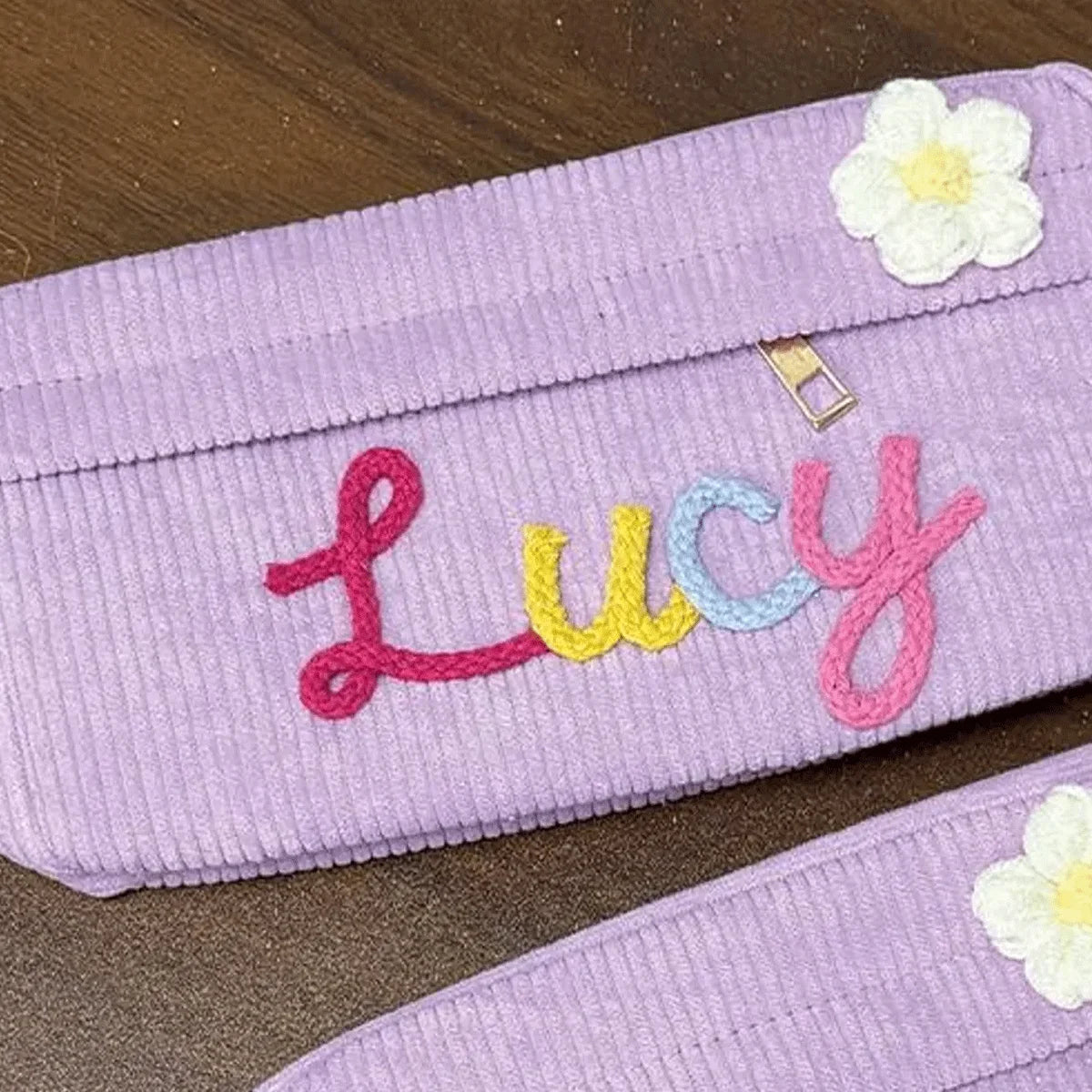 1pc Custom Corduroy Makeup Bag: Personalized yarn name bag, stylish and simple mini portable storage bag with large capacity