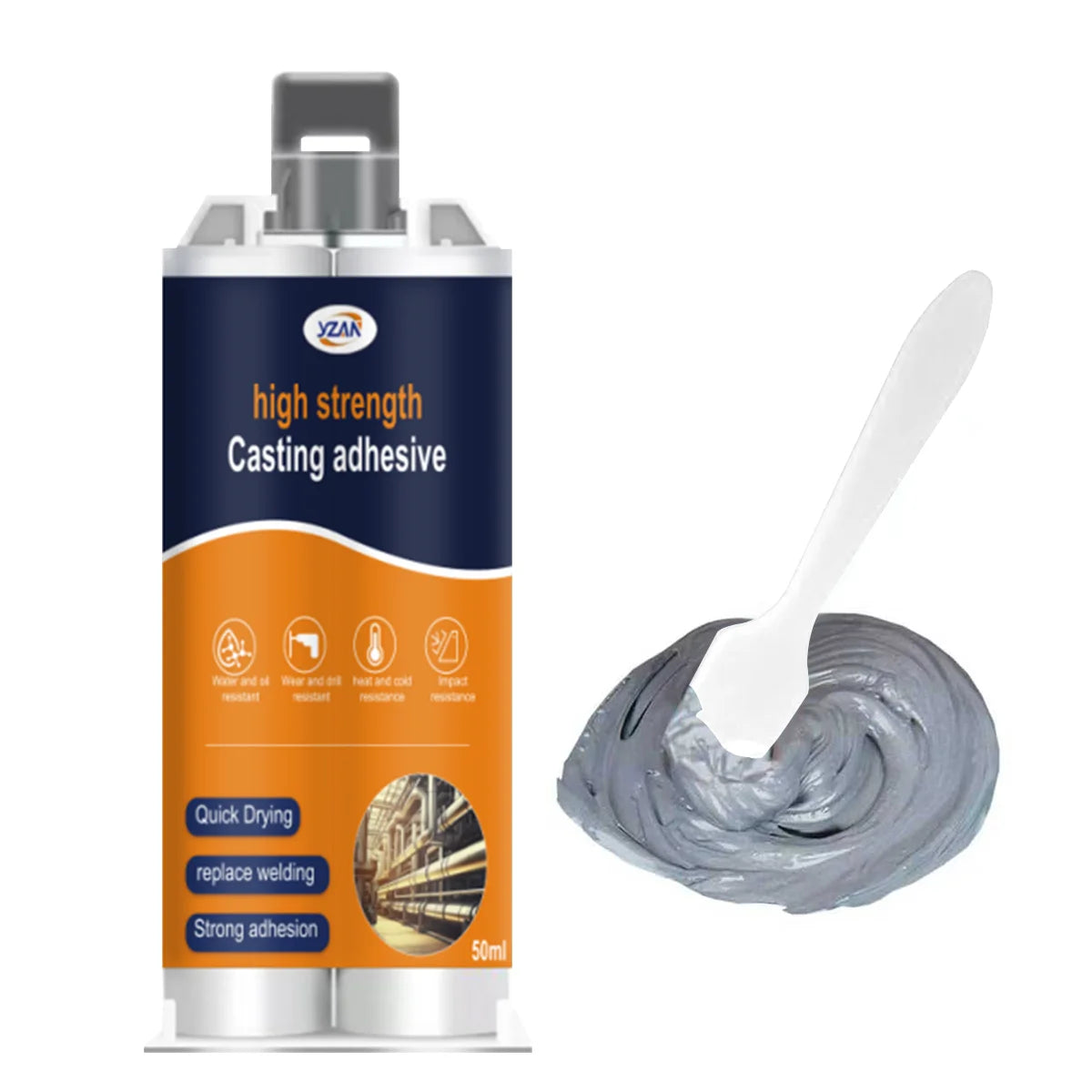 50ml Welding Waterproof Epoxy Casting Adhesive, 2 in 1 Metal Repair Paste, Ab Industrial Glue for Wheels, Strong Casting Welding Seam Metal Repair Agent