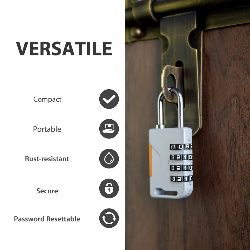 4 Digit Heavy Duty Combination Padlock Zinc Alloy Waterproof Security Lock for Luggage Suitcase Locker Gym Backpack Travel