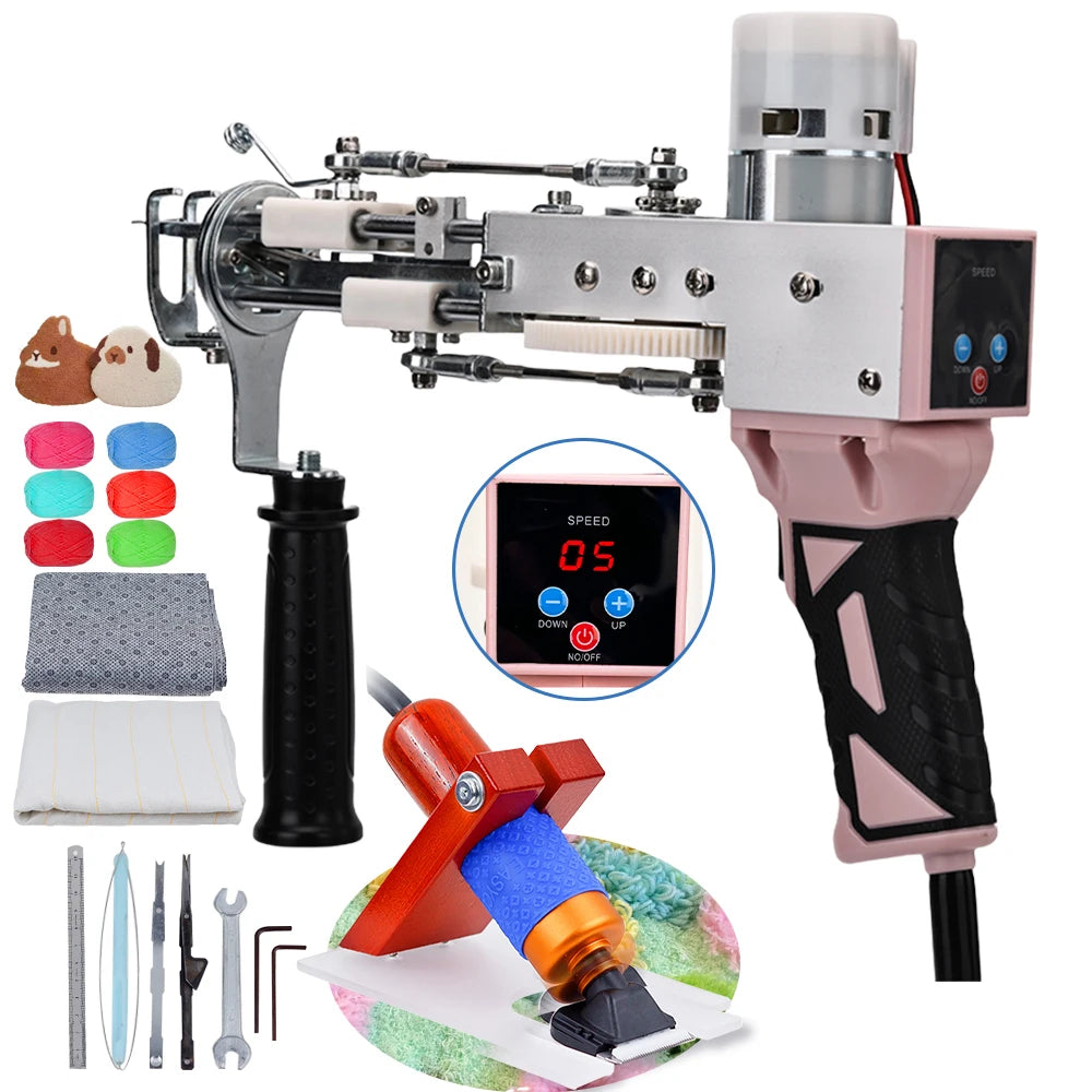 Tufting Gun 2 in 1 Set Electric Carpet Tufting Gun Electric Carpet Tapis Knitting Tufting Pistol Weaving Flocking Rug Machine