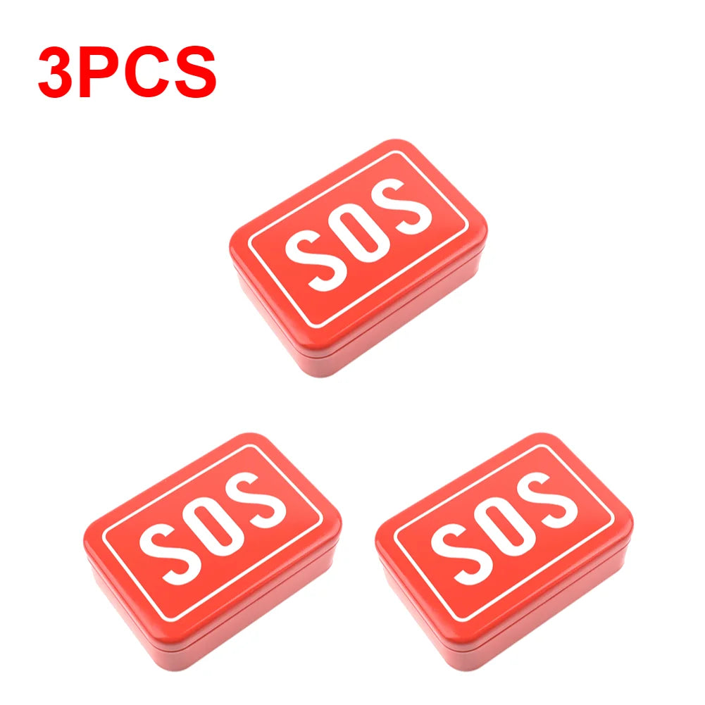 1-5pcs SOS Tin Medicine Pill Storage Case Lid Container For Outdoor Survival Gear Kits Set First Aid Pill Box Camping Equipment