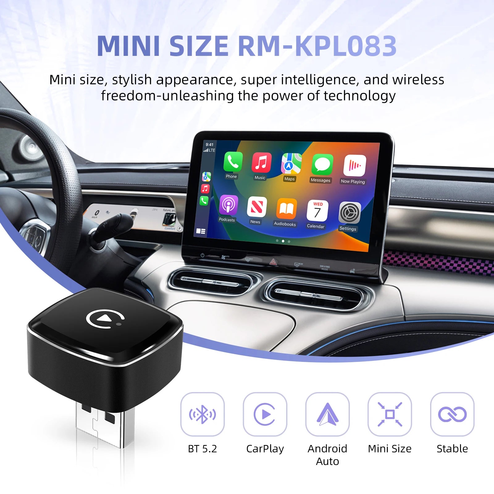 Ezonetronics Wireless CarPlay Android Auto Adapter for Factory Wired Car, Wireless CarPlay & Android Auto 2 in 1