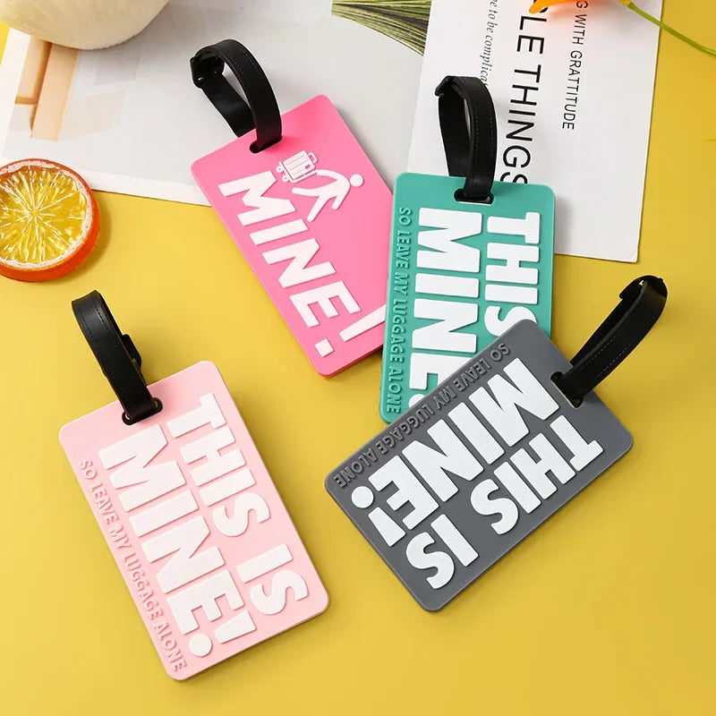 Soft PVC Luggage Tag Fashion Letter Printed Travel Tags Men Women Suitcase ID Name Tag Airplane Labels Bag Tags for Luggage