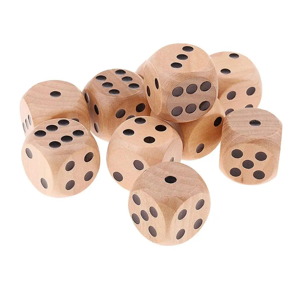 10PCS  Gift Game  20mm Round Corner Playing Games Desktop Game D6 Dice Square Point Dice Wooden Dice 6 Sided Dice