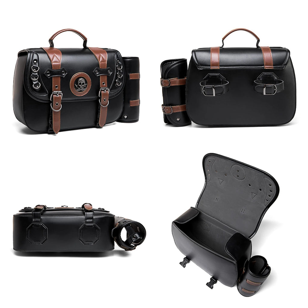 New PU Leather Motorcycle SaddlebagsWaterproof Side Bag Motorcycle Accessories