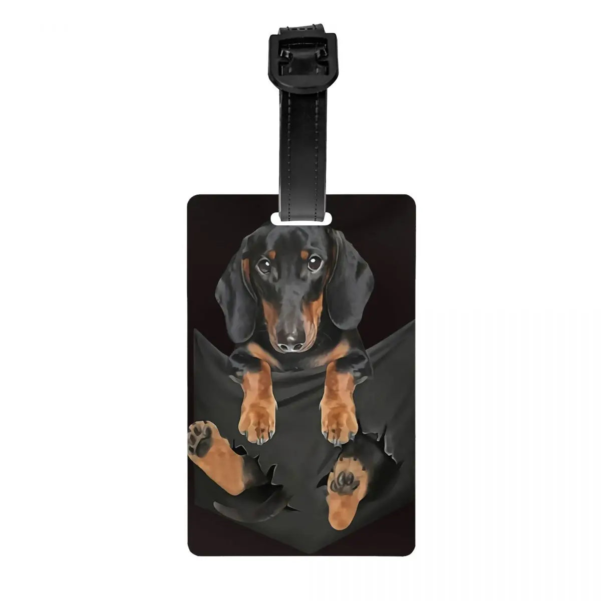 Custom Cute Dachshund Sausage Dog Luggage Tag With Name Card Puppy Animal Privacy Cover ID Label for Travel Bag Suitcase