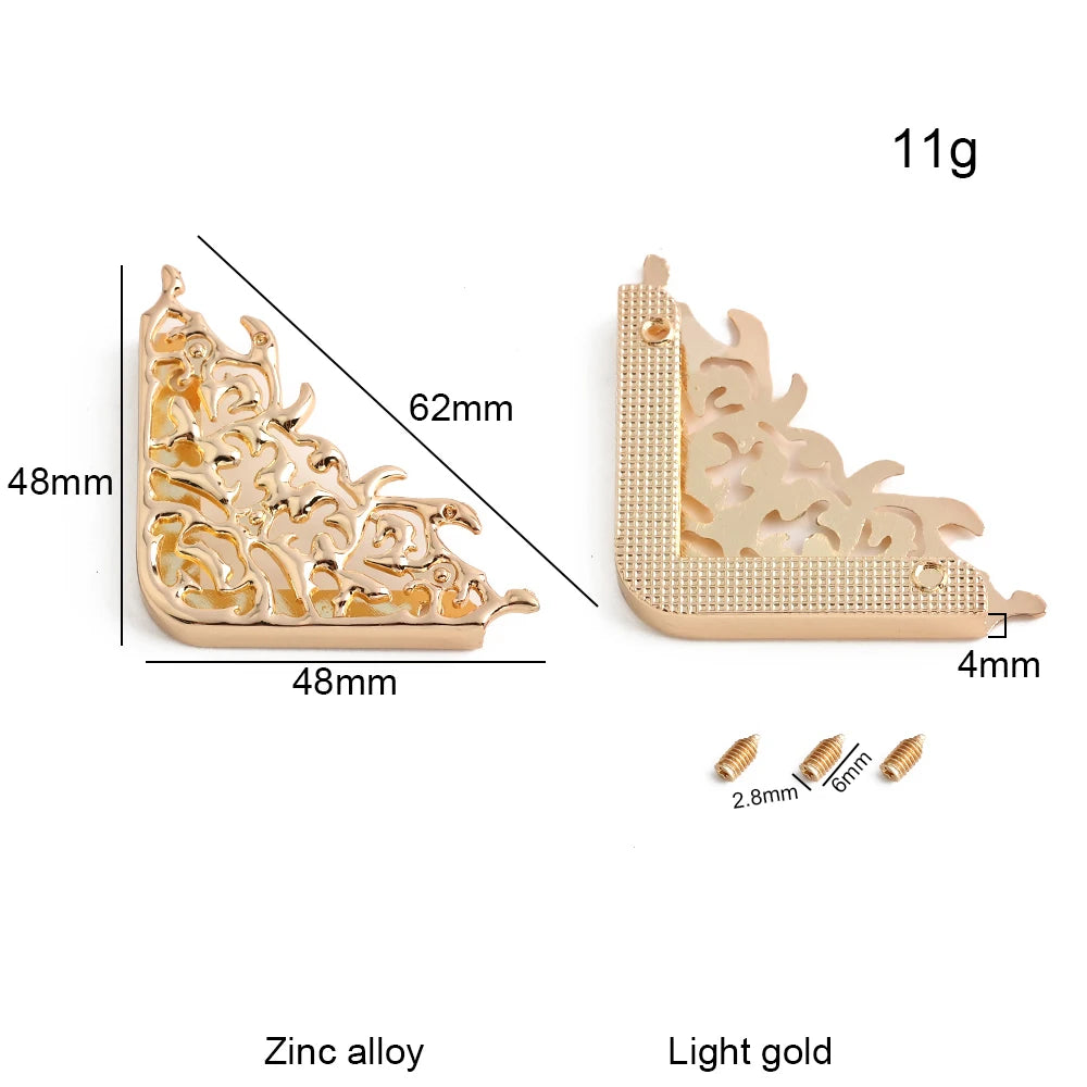 4/30/100PCS 64x64mm,48x48mm Edges Hollow Fixed Decorative Buckle For Handbag Metal Bag Corner Protectors With Screws Accessories