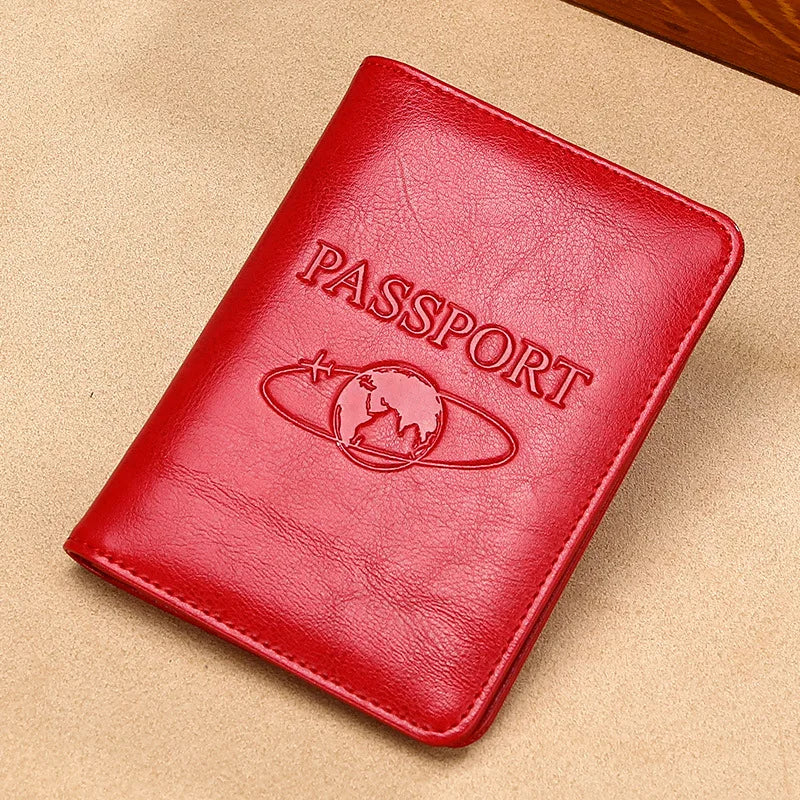 Genuine Leather Passport Holder - RFID Blocking Travel Wallet for Passport & Tickets, Multifunctional Document Case