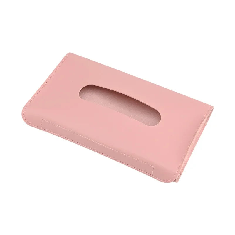 Car Visor Tissue Holder PU Leather Hanging Paper Towel Clip Napkin Holder Backseat Tissue Case Auto Interior Accessories