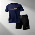 2026 Summer Men Streetwear Two Piece Set O Neck T Shirt Sports Shorts Quick Dry Fitness Running Outfit Fashion Casual Tracksuit
