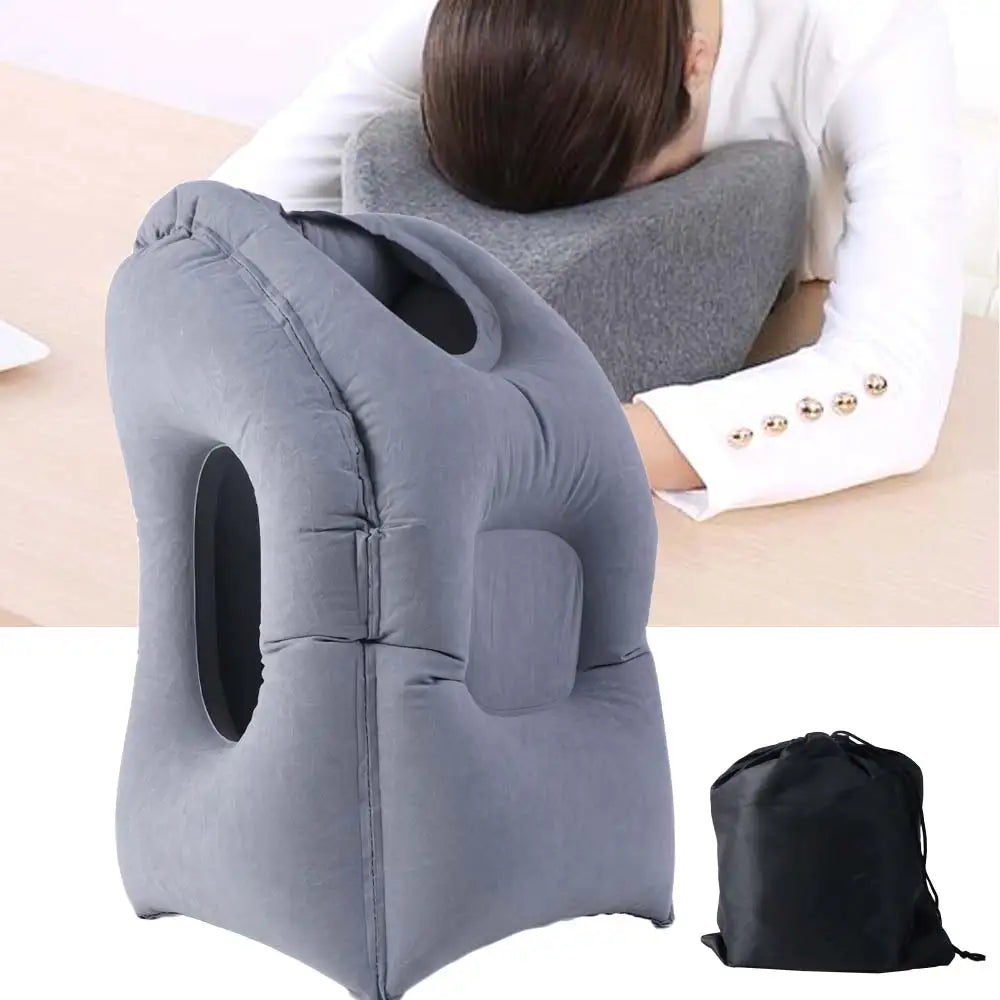 PVC Material Office Nap Pillow Head Support Air Cushion Inflatable Travel Pillow Headrest Foldable Chin Support Pillow Men Women