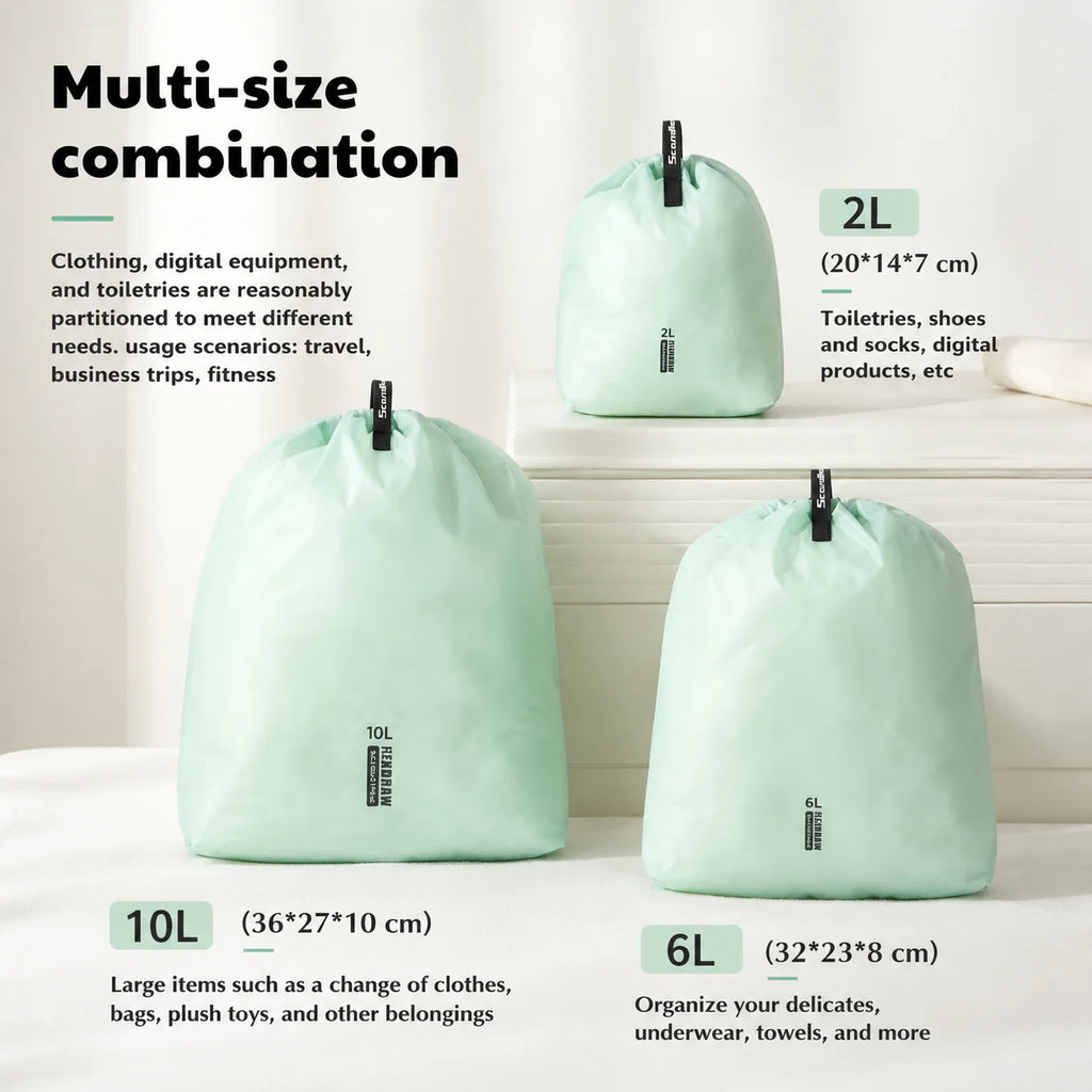 Travel Drawstring Storage Bags Waterproof Lightweight Clothes Packing Cubes Organizer Multi-Size for Socks Shoes Luggage