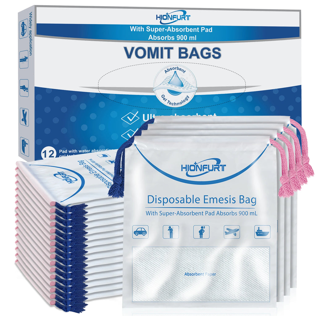 12/26Pcs Leak-Proof Gel Vomit Bags, 900ml Absorbable for Travel, Cars, Pregnancy