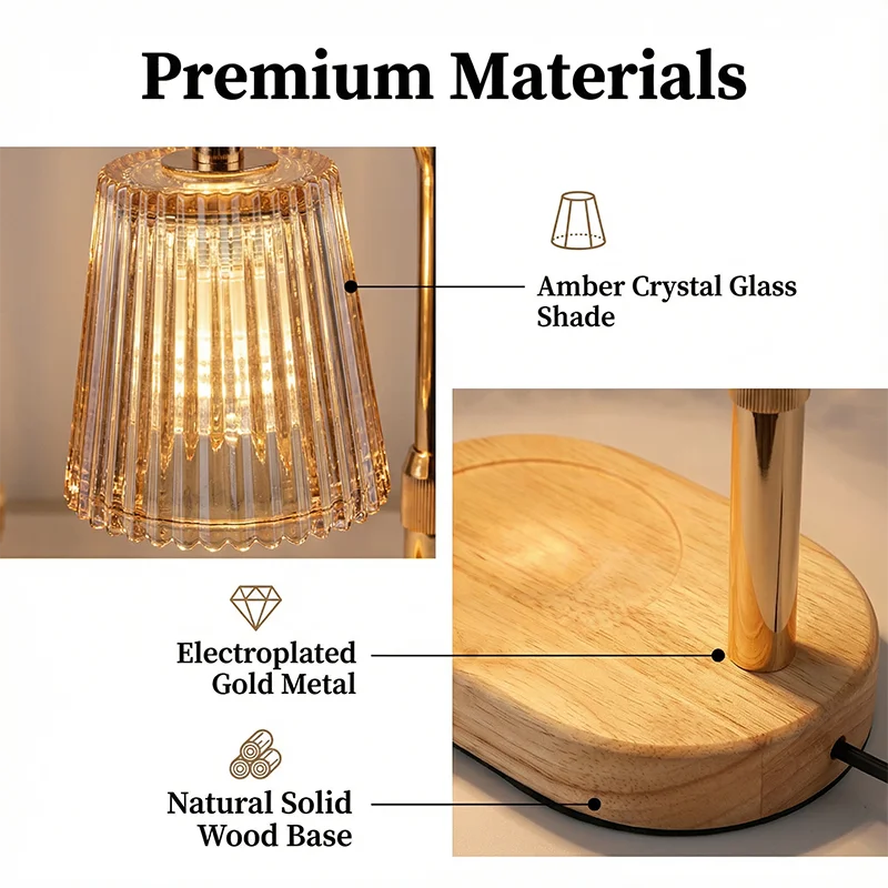 50WCandle Warmer Lamp with Timer Dimmable Candle Lamp Warmer Glass Candle Warmer Adjustable Candle Light Cozy Bedroom Home Decor