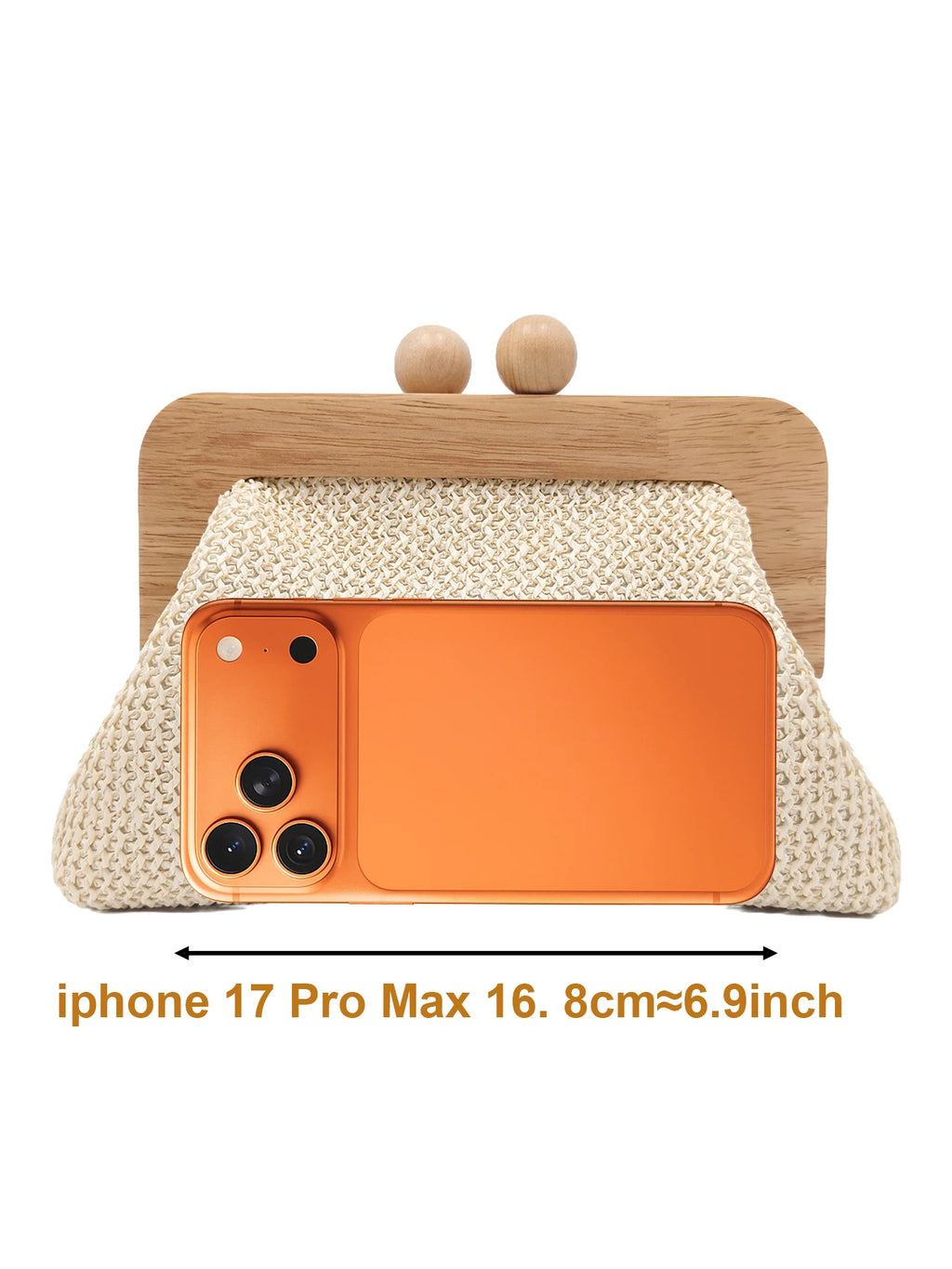 Summer bestseller straw woven clutch for women, wooden frame woven bag, bohemian style beach vacation bag. Off-white high-end te