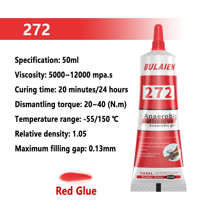 50ml Threadlocker Screw Glue Quickly Cured Thread Locking Agent Anaerobic Adhesive Corrosion-Resistant Anti-Loosening Glue