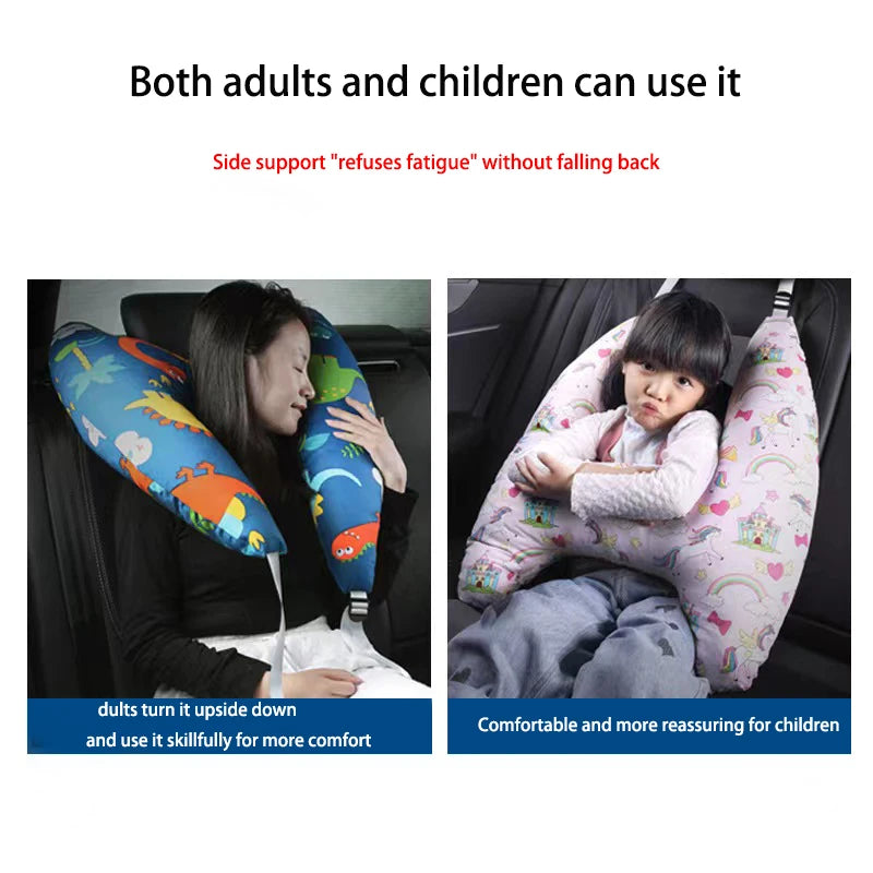 Cartoon Car Sleep Headrest Children's Pillow Nap Shoulder Belt Cushion Neck Cover Travel Bed Interior Accessories