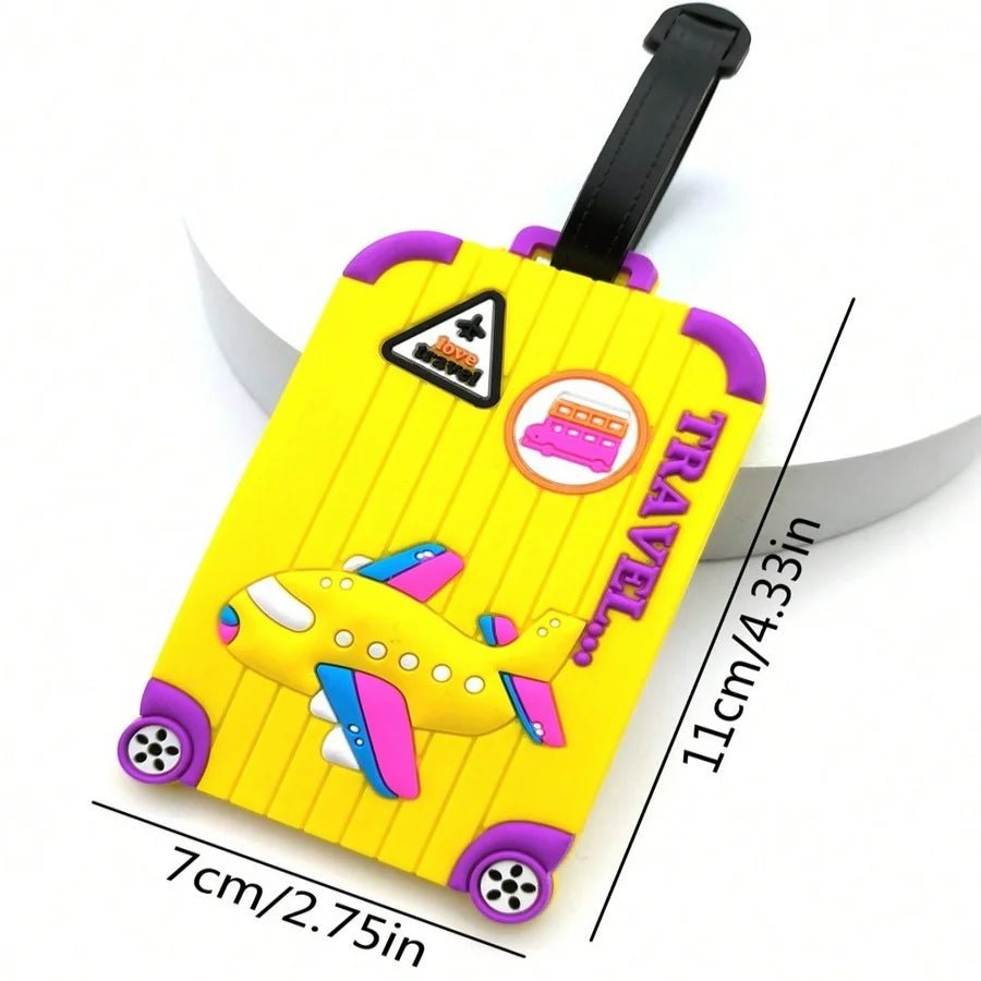 Soft PVC Luggage Tags Plane Pattern Cute Luggage Tag Creative Suitcase Tag Cartoon Boarding Passes Airplane Travel Accessories