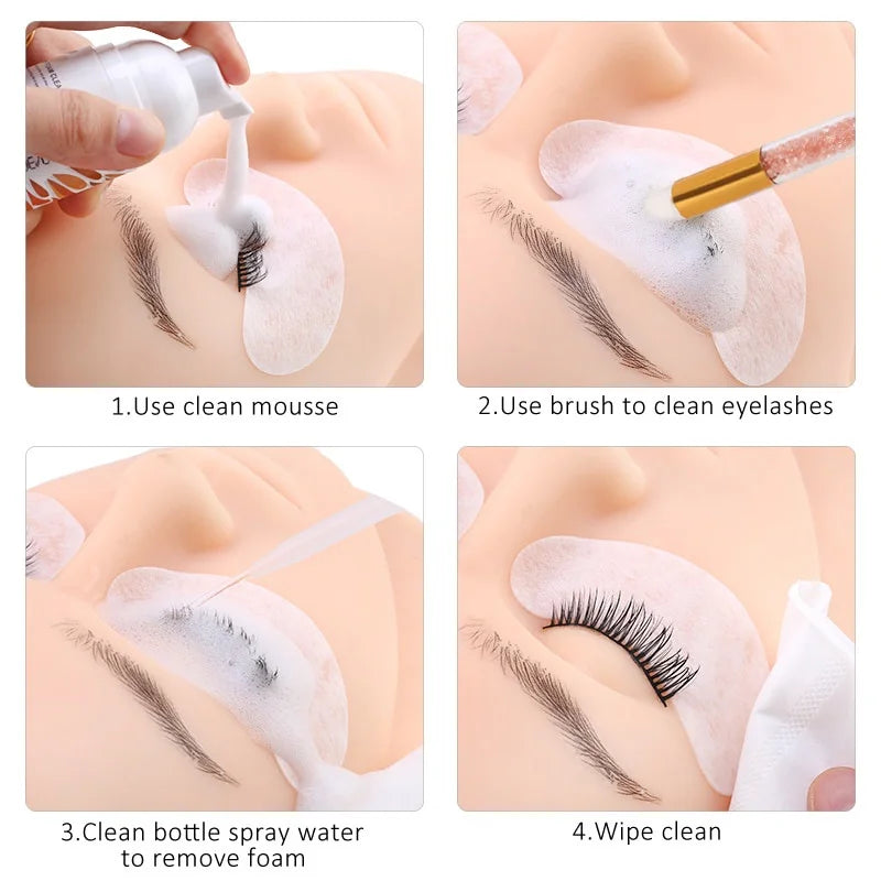 Eyelash Extension Cleaning Set Lash Shampoo Brush Lash Bottle Eyebrow Skin Care Remover Washing Kit Eyelash Extensions Supplies