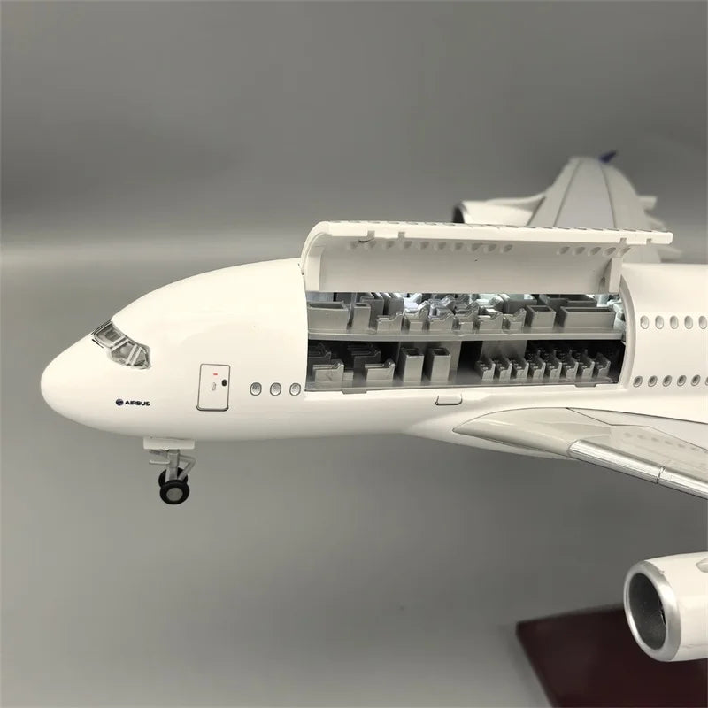 New Type Diecast Model A380 Prototype Resin Openable Cabin Door Airplane With Light Airline Collection Decoration Display Gifts