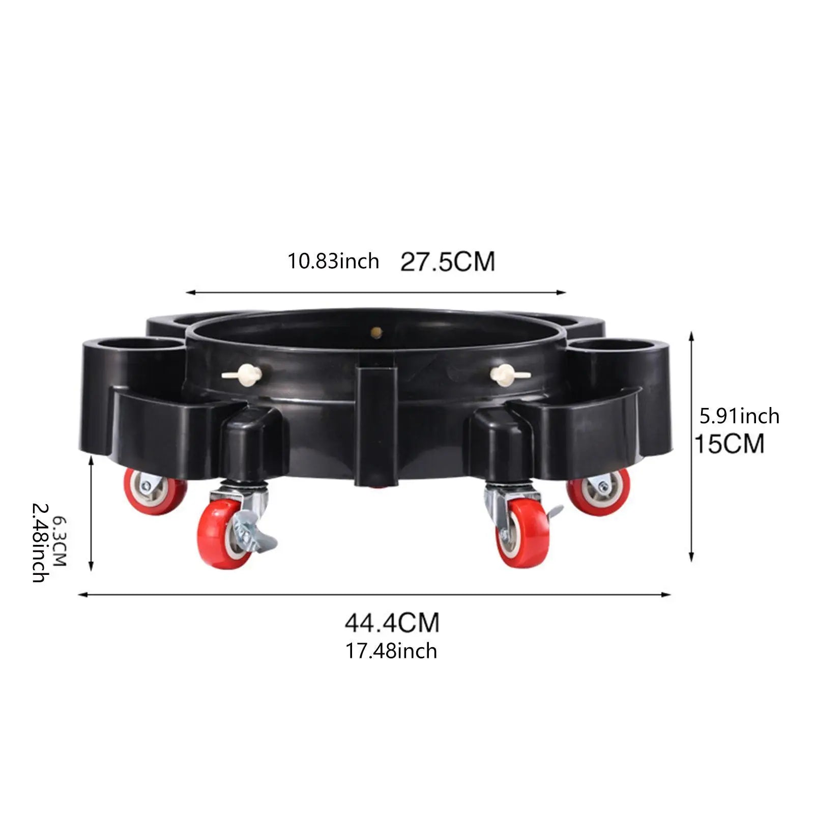 Rolling Base Bucket Trolly Durable PP Five Wheel Car Wash Dolly Mobile Cleaning Storage for Garage and Shop