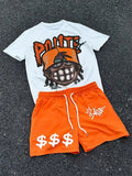 Summer Fashion American Hip-hop Style Men's O-neck Top And Casual Shorts, 3D Print Street Fashion Trend Men's 2pcs Set