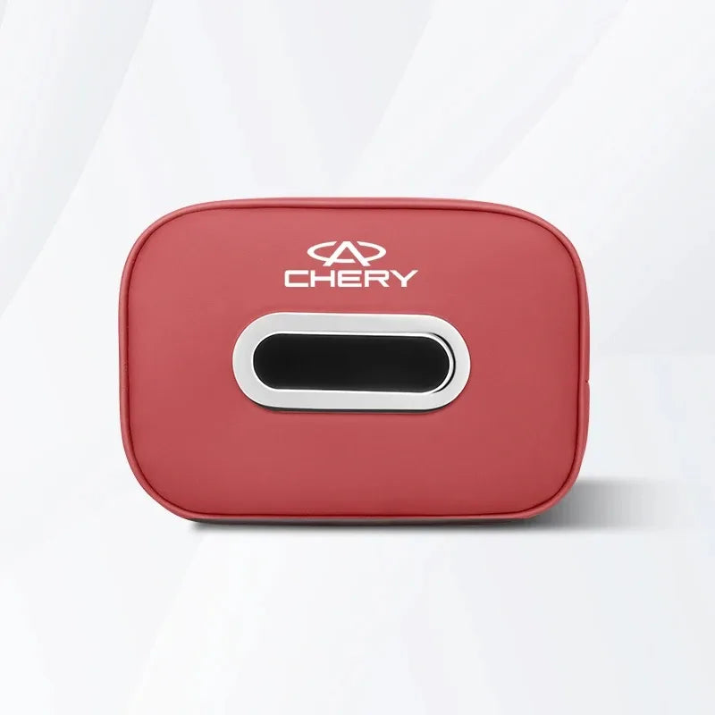 Leather Car Tissue Box For CHERY PU Leather Hanging Tissue Bag Sun Visor/Seat Back/Armrest Mounted Paper Towel Storage For CHERY