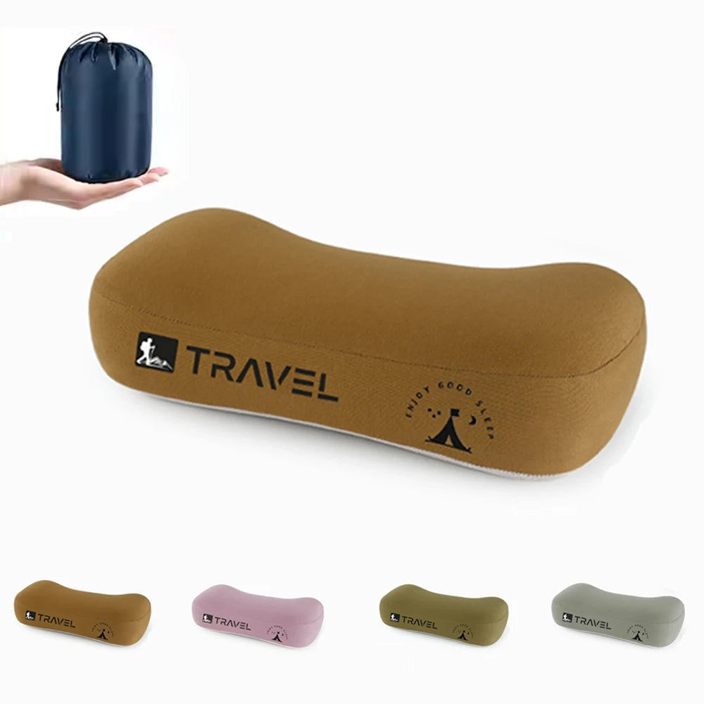 Ultralight Camping Memory Foam Pillow, Travel Backpacking Pillow with Removable Cover for Neck Lumbar Support, Hiking Outdoor