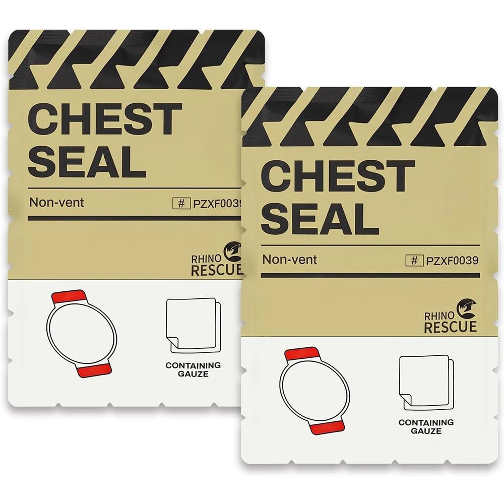 Ce Approved Rhino Rescue Chest Seal Vent Medical Combat Chest Seal Vented With Valved Wound Dressing Trauma Bandage