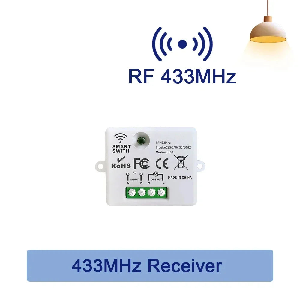RF 433MHz Wireless Remote Control Switch Smart Home 110V 220V 10A Mini Controller Relay ON/OFF Transmitter Wall Light Switches