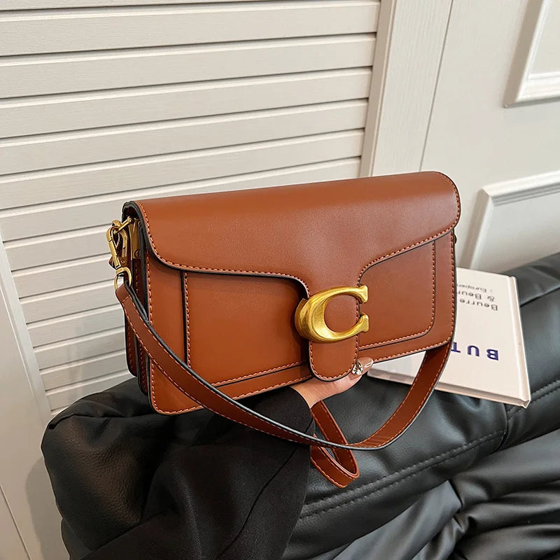 2025 autumn new niche bag women's high-end texture solid color simple and versatile small square bag classic retro shoulder bag