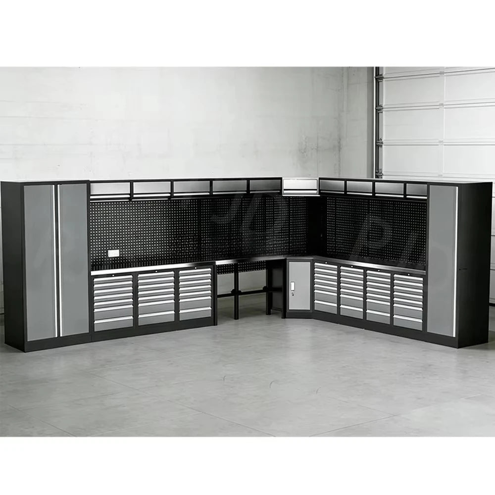 #Workshop Tool Cabinets System With Lockable Drawers Metal Workshop Tool Cabinet Workbench Combination