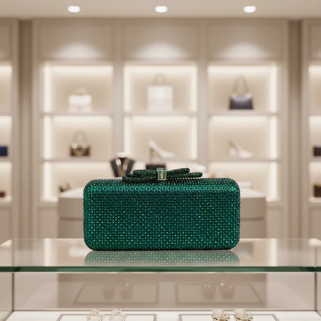 2026 Cross-Border New Style Silk Rhinestone-Shaped Clutch Bag Magnetic Clasp Single Shoulder Crossbody Ladies Evening Bag Luxury