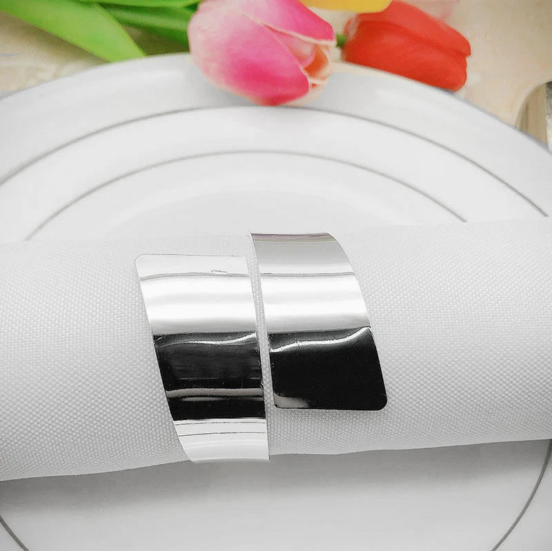 6 Pcs Napkin Ring,Circle Napkin Holder for Wedding Christmas Dinner Table Decor Silver-A68X