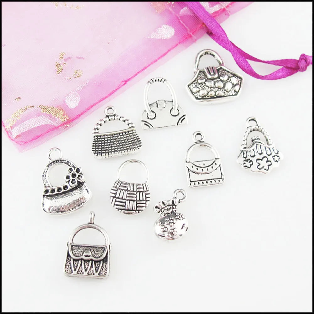 Fashion New Lady Handbag Valise Charms Tibetan Silver Plated Pendants For Gifts Jewelry