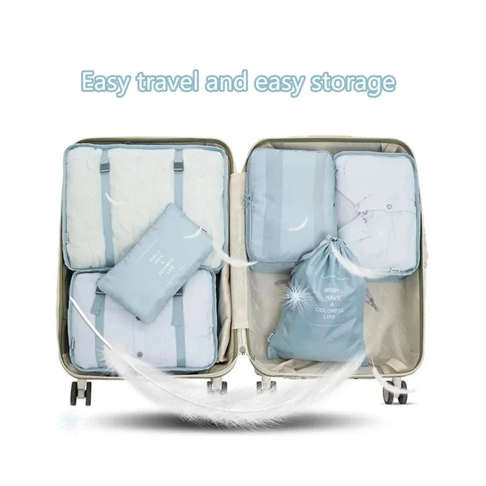 6pcs Travel Bag Organizer Clothes Luggage Travel Organizer Blanket Shoes Organizers Bag Suitcase Traveling Pouch Packing Cubes