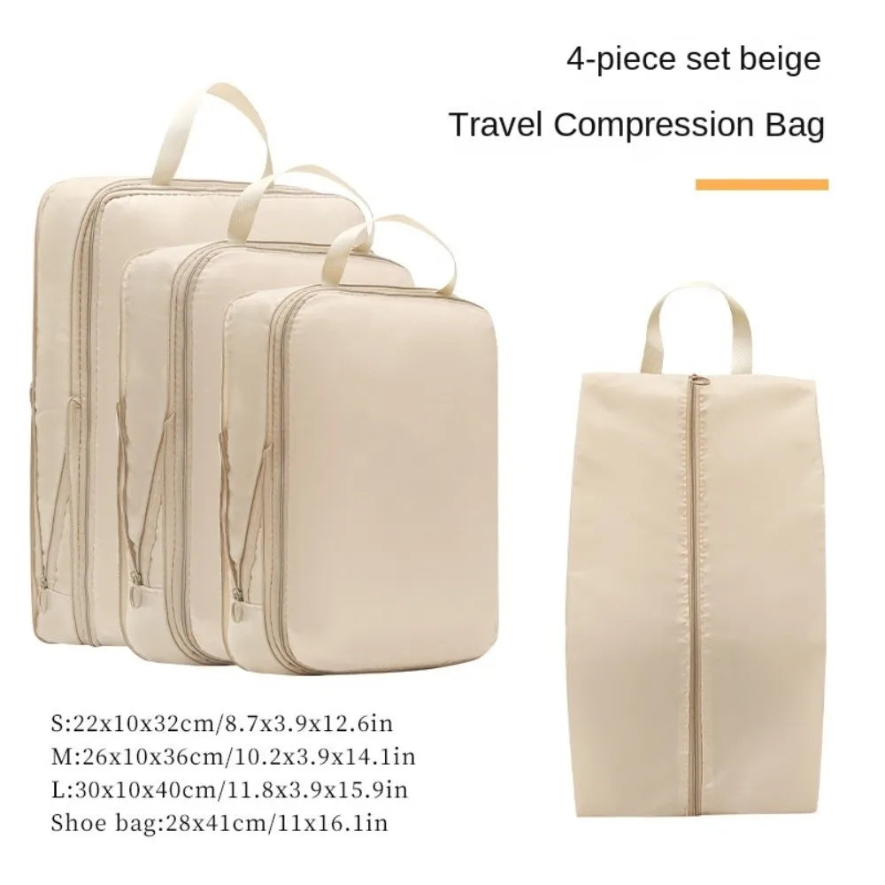 4pcs/set Large Capacity Luggage Compartment Packing Bag Multifunctional Lightweight Travel Storage Bag Cloth Separate