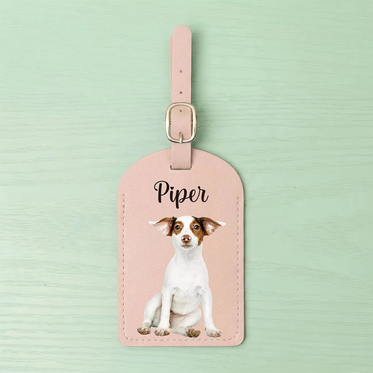 Personalized Faux Leather Luggage Tag with Name & Photo | Custom Travel ID Holder in 5 Colors, Durable PU Bag Tag for Suitcase