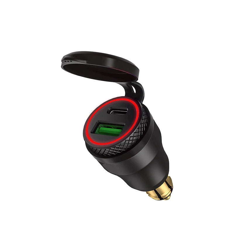 Aluminium Type-C PD Power Delivery USB Charger 30W QC 3.0 Quick Charger Waterproof for Hella DIN Socket BMW Ducati Triumph