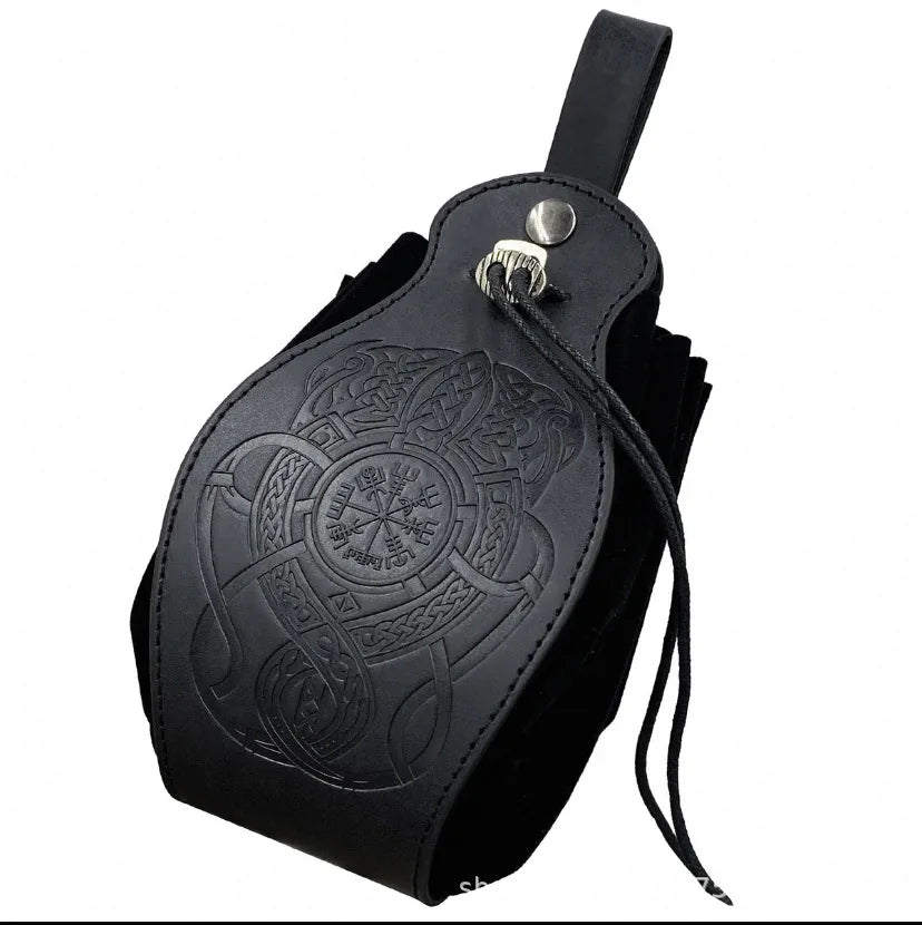 Genuine Leather DND Dice Bag Tray - Cute Drawstring Pouch RPG D&D Roleplaying Coin Purse Gift Ideas STZ04