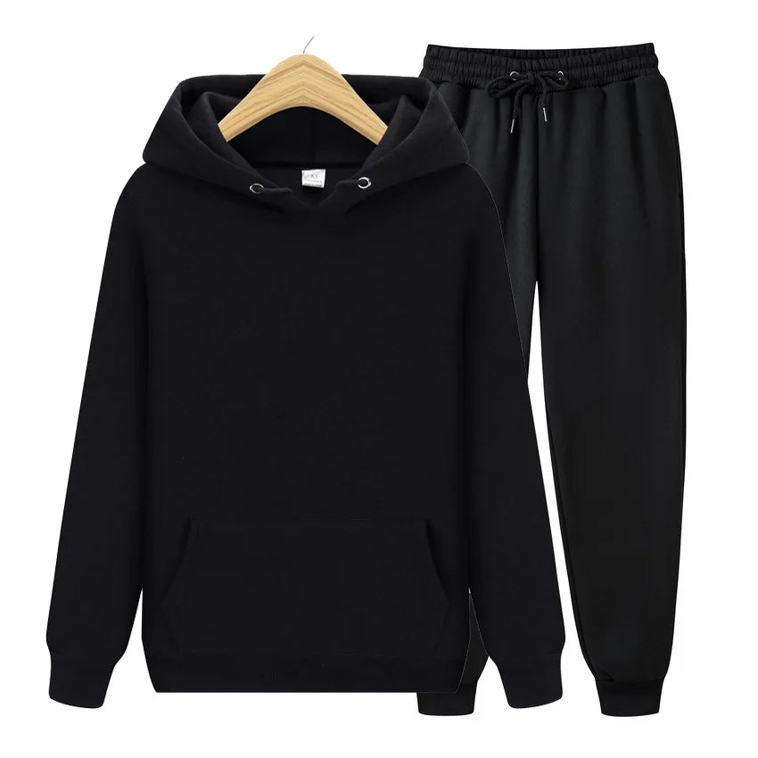 New Womens Solid Color Sets Hoodies Pants Autumn Winter Hooded Sweatshirt Sweatpants Hoodie Pant Hoody Pullover Female Suit